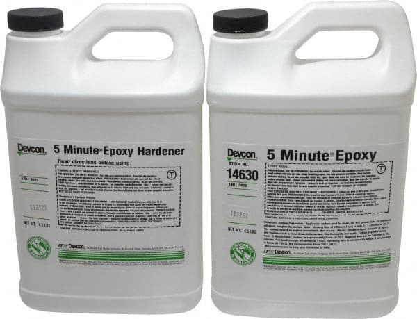 Devcon - 9 Lb Bottle Two Part Epoxy - 3 to 6 min Working Time, 1,900 psi Shear Strength - Exact Tooling