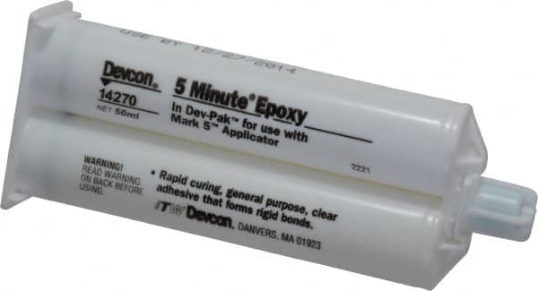 Devcon - 2 oz Cartridge Two Part Epoxy - 3 to 6 min Working Time, 1,900 psi Shear Strength - Exact Tooling