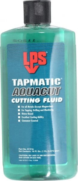 LPS - Tapmatic AquaCut, 16 oz Bottle Cutting & Tapping Fluid - Water Soluble, For Boring, Broaching, Drawing, Drilling, Engraving, Facing, Finishing, Grinding, Milling, Reaming, Sawing, Stamping, Tapping, Threading, Turning - Exact Tooling