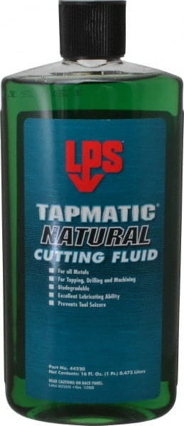 LPS - Tapmatic Natural, 16 oz Bottle Cutting & Tapping Fluid - Straight Oil, For Boring, Broaching, Drilling, Engraving, Facing, Milling, Reaming, Sawing, Tapping, Threading, Turning - Exact Tooling