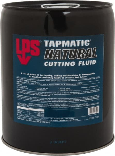 LPS - Tapmatic Natural, 5 Gal Pail Cutting & Tapping Fluid - Straight Oil, For Boring, Broaching, Drilling, Engraving, Facing, Milling, Reaming, Sawing, Tapping, Threading, Turning - Exact Tooling