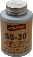 Jet-Lube - 0.25 Lb Can High Temperature Anti-Seize Lubricant - Copper, -65 to 1,800°F, Copper Colored, Water Resistant - Exact Tooling