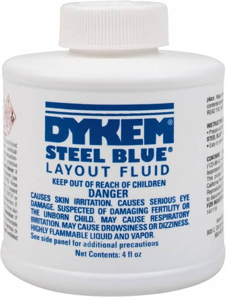 Dykem - Blue Layout Fluid - 4 Ounce Brush Top Can - Exact Tooling