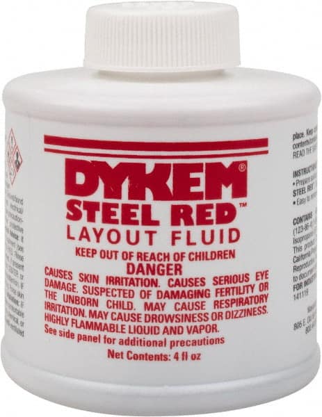 Dykem - Red Layout Fluid - 4 Ounce Brush Top Can - Exact Tooling