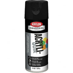 Krylon - Black, 12 oz Net Fill, Semi Flat, Lacquer Spray Paint - 15 to 20 Sq Ft per Can, 16 oz Container, Use on Cabinets, Color Coding Steel & Lumber, Conduits, Drums, Ducts, Furniture, Motors, Pipelines, Tools - Exact Tooling