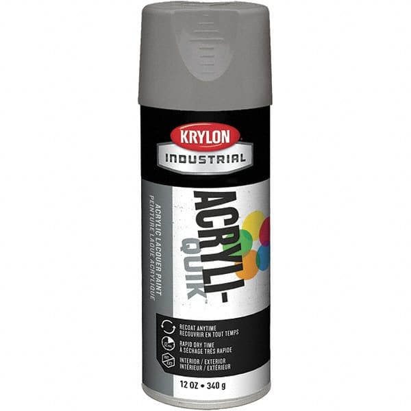 Krylon - Smoke Gray, 12 oz Net Fill, Gloss, Lacquer Spray Paint - 15 to 20 Sq Ft per Can, 16 oz Container, Use on Cabinets, Color Coding Steel & Lumber, Conduits, Drums, Ducts, Furniture, Motors, Pipelines, Tools - Exact Tooling