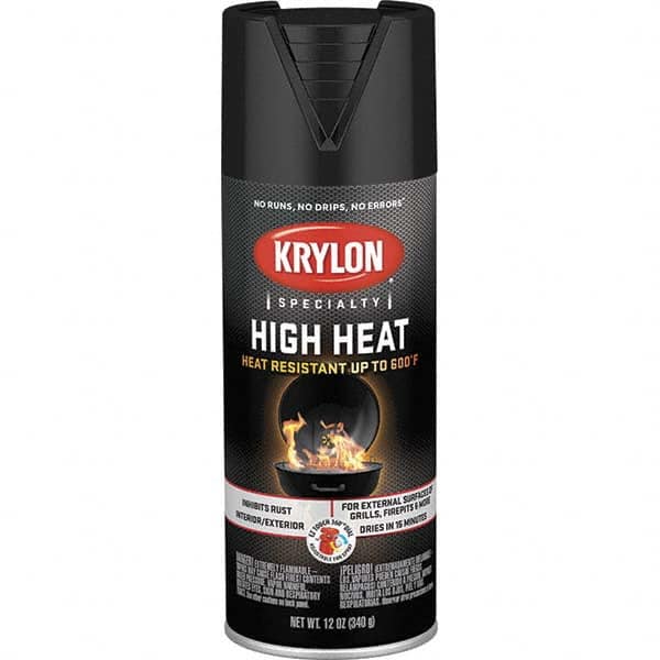 Krylon - Black, 12 oz Net Fill, Satin, High-Heat Spray Paint - Exact Tooling