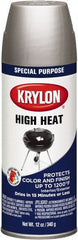 Krylon - Aluminum (Color), 12 oz Net Fill, Satin, High-Heat Metallic Spray Paint - 15 to 20 Sq Ft per Can, 12 oz Container - Exact Tooling