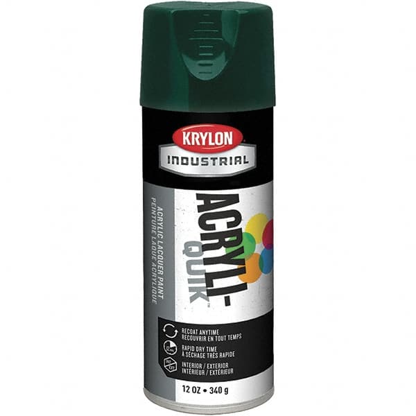 Krylon - Hunter Green, 12 oz Net Fill, Gloss, Lacquer Spray Paint - 15 to 20 Sq Ft per Can, 16 oz Container, Use on Cabinets, Color Coding Steel & Lumber, Conduits, Drums, Ducts, Furniture, Motors, Pipelines, Tools - Exact Tooling