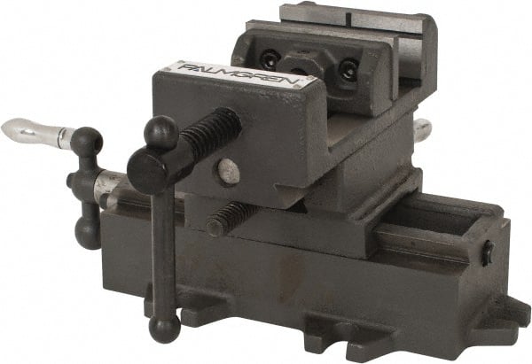 Palmgren - 3" Jaw Opening Capacity x 1-3/8" Throat Depth, Horizontal Drill Press Vise - 3" Wide Jaw, Cross Slide Base, Standard Speed, 5-1/2" OAL x 5-5/8" Overall Height - Exact Tooling