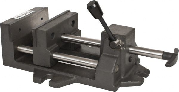 Palmgren - 6" Jaw Opening Capacity x 1-7/8" Throat Depth, Horizontal Drill Press Vise - 6" Wide Jaw, Stationary Base, Standard Speed, 14-1/2" OAL x 4-5/16" Overall Height - Exact Tooling