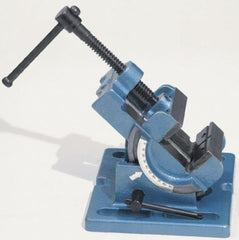Palmgren - 3" Jaw Opening Capacity x 1-1/8" Throat Depth, Angle Drill Press Vise - 3" Wide Jaw, Stationary Base, Rapid Action, 6-1/2" OAL x 4" Overall Height - Exact Tooling