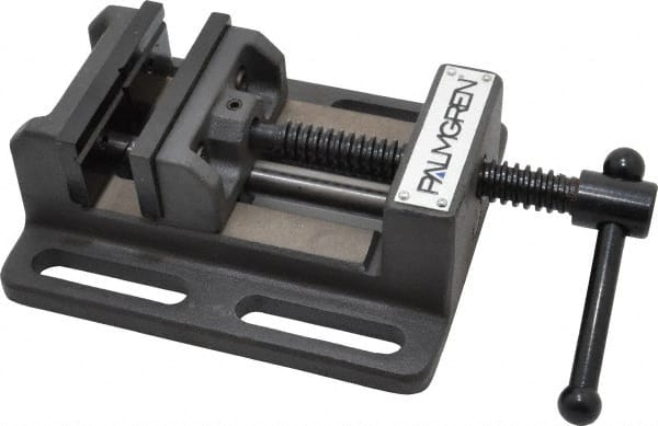 Palmgren - 3" Jaw Opening Capacity x 1-1/8" Throat Depth, Horizontal Drill Press Vise - 3" Wide Jaw, Stationary Base, Standard Speed, 6-1/2" OAL x 2-7/16" Overall Height - Exact Tooling