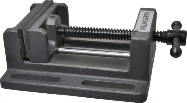 Palmgren - 4" Jaw Opening Capacity x 1-3/4" Throat Depth, Horizontal Drill Press Vise - 4" Wide Jaw, Stationary Base, Standard Speed, 7-1/2" OAL x 2-7/8" Overall Height - Exact Tooling