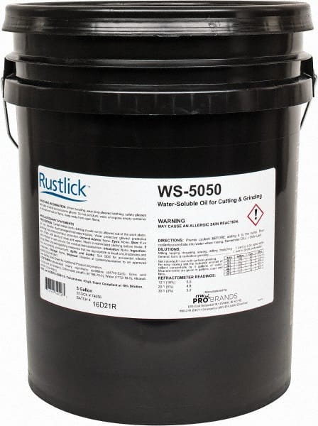 Rustlick - Rustlick WS-5050, 5 Gal Pail Cutting & Grinding Fluid - Water Soluble, For Broaching, CNC Machining, Drilling, Milling - Exact Tooling