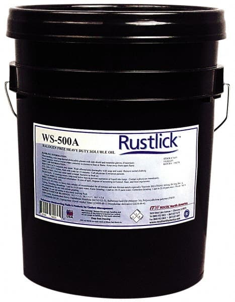 Rustlick - Rustlick WS-500A, 5 Gal Pail Cutting & Grinding Fluid - Water Soluble, For Machining - Exact Tooling