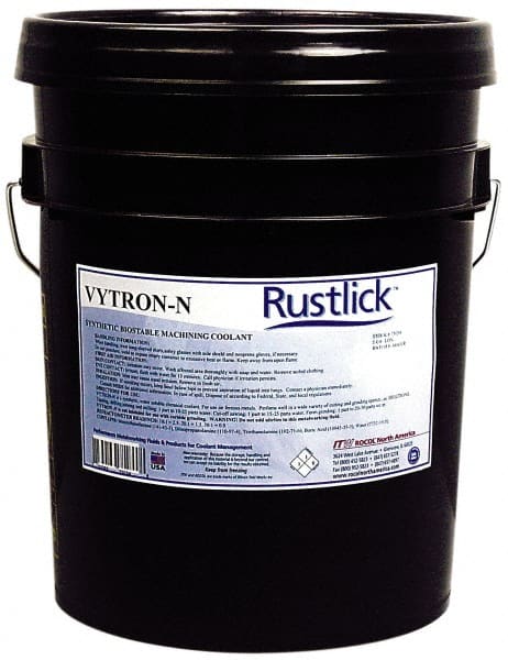Rustlick - Rustlick Vytron-N, 5 Gal Pail Cutting & Grinding Fluid - Synthetic, For Drilling, Milling, Sawing, Tapping, Turning - Exact Tooling