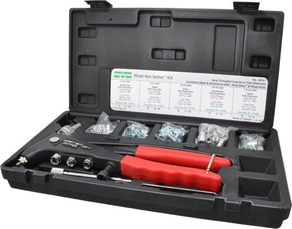 Value Collection - 104 Piece Steel Manual Rivet Nut Tool Kit - #6-32, #10-24" Thread - Exact Tooling