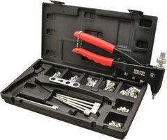 Value Collection - 63 Piece Aluminum Manual Rivet Nut Tool Kit - #6-32, 3/8-16" Thread - Exact Tooling