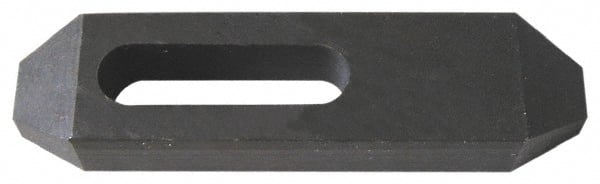 Value Collection - 1/2" Stud, Heat Treated Steel, Plain Strap Clamp - 2.244" Travel, 6" OAL x 1-1/4" Wide x 7/8" High, Black Oxide Finish, Tapered Nose - Exact Tooling