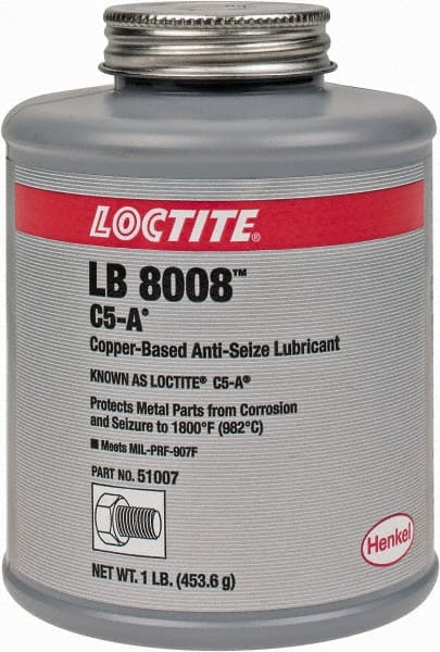 Loctite - 1 Lb Can High Temperature Anti-Seize Lubricant - Copper/Graphite, -29 to 1,800°F, Copper Colored, Water Resistant - Exact Tooling