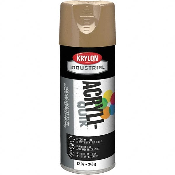 Krylon - Khaki (Color), 12 oz Net Fill, Gloss, Lacquer Spray Paint - 15 to 20 Sq Ft per Can, 16 oz Container, Use on Cabinets, Color Coding Steel & Lumber, Conduits, Drums, Ducts, Furniture, Motors, Pipelines, Tools - Exact Tooling