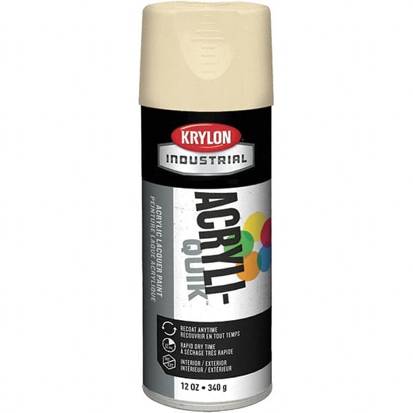 Krylon - Almond (Color), 12 oz Net Fill, Gloss, Lacquer Spray Paint - 15 to 20 Sq Ft per Can, 16 oz Container, Use on Cabinets, Color Coding Steel & Lumber, Conduits, Drums, Ducts, Furniture, Motors, Pipelines, Tools - Exact Tooling