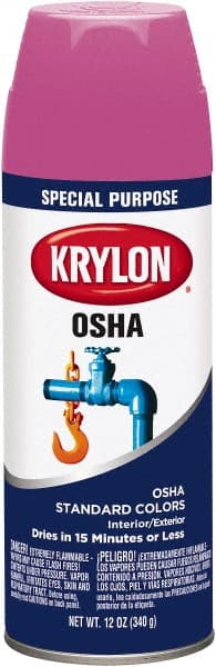 Krylon - OSHA Purple, 12 oz Net Fill, Gloss, Enamel Spray Paint - 15 to 20 Sq Ft per Can, 12 oz Container, Use on Ceramics, Glass, Metal, Plaster, Wood - Exact Tooling