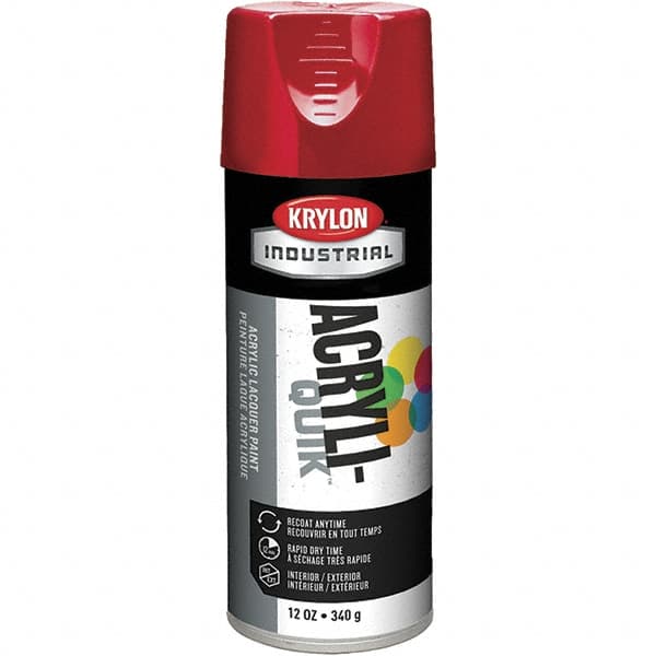 Krylon - Banner Red, Lacquer Spray Paint - 16 oz Container, Use on Cabinets, Color Coding Steel & Lumber, Conduits, Drums, Ducts, Furniture, Motors, Pipelines, Tools - Exact Tooling