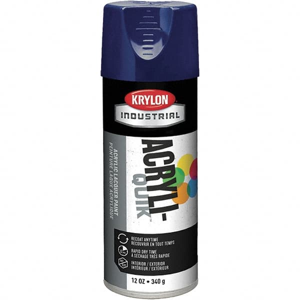 Krylon - Regal Blue, 12 oz Net Fill, Gloss, Lacquer Spray Paint - 15 to 20 Sq Ft per Can, 16 oz Container, Use on Cabinets, Color Coding Steel & Lumber, Conduits, Drums, Ducts, Furniture, Motors, Pipelines, Tools - Exact Tooling