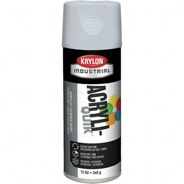 Krylon - Pewter Gray, 12 oz Net Fill, Gloss, Lacquer Spray Paint - 15 to 20 Sq Ft per Can, 16 oz Container, Use on Cabinets, Color Coding Steel & Lumber, Conduits, Drums, Ducts, Furniture, Motors, Pipelines, Tools - Exact Tooling
