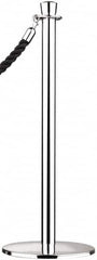 Tensator - 39" High, 2" Pole Diam, Standard Post - 11-1/2" Base Diam, Dome Satin Chrome (Color) Steel Post - Exact Tooling