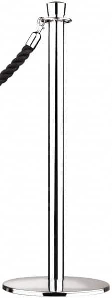 Tensator - 34" High, 2" Pole Diam, Standard Post - 11-1/2" Base Diam, Flat Satin Chrome (Color) Steel Post - Exact Tooling