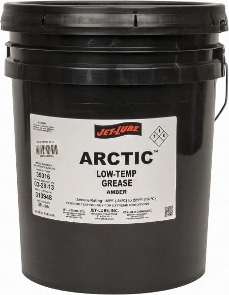 Jet-Lube - 5 Gal Pail Low Temperature Grease - Amber, Low Temperature, 225°F Max Temp, NLGIG 2, - Exact Tooling