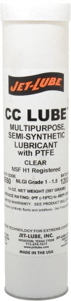 Jet-Lube - 14 oz Cartridge Synthetic General Purpose Grease - Clear, Food Grade, 400°F Max Temp, NLGIG 1-1/2, - Exact Tooling
