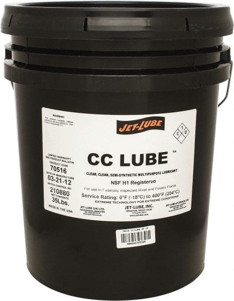 Jet-Lube - 35 Lb Pail Synthetic General Purpose Grease - Clear, Food Grade, 400°F Max Temp, NLGIG 1-1/2, - Exact Tooling