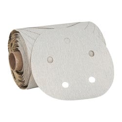 3M - 5" Diam, 120 Grit Aluminum Oxide Adhesive PSA Disc - Fine Grade, Gold, A Weighted Backing, Flexible, Use with Random Orbital Sanders - Exact Tooling