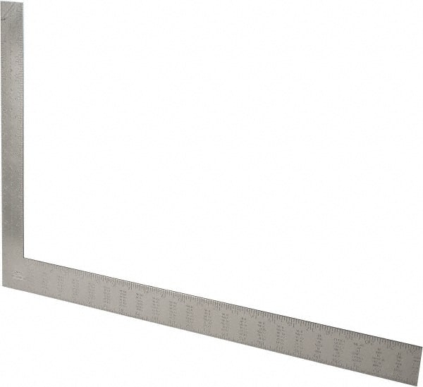 Stanley - 24" Blade Length x 16" Base Length, Buffed Finish, Steel Rafter Square - 0.1", 0.083", 1/16" (Back) & 1/16", 1/8" (Face) Graduation, 1-1/2" Base Width - Exact Tooling
