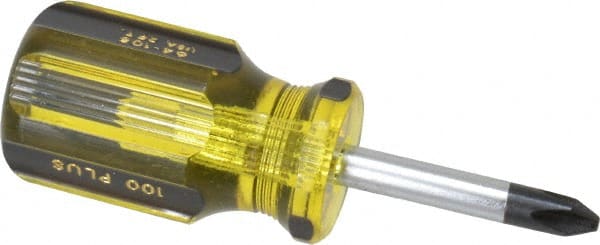 Stanley - #2, 3-1/2" OAL, Stubby Phillips Pocket Screwdriver - 1-1/2" Blade Length, Round Shank, Acetate Handle - Exact Tooling