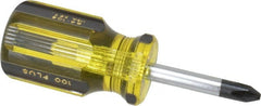 Stanley - #2, 3-1/2" OAL, Stubby Phillips Pocket Screwdriver - 1-1/2" Blade Length, Round Shank, Acetate Handle - Exact Tooling