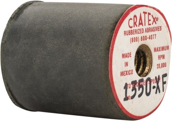 Cratex - 7/8" Max Diam x 1" Long, Cylinder, Rubberized Point - Very Fine Grade, Silicon Carbide, 1/4" Arbor Hole, Unmounted - Exact Tooling