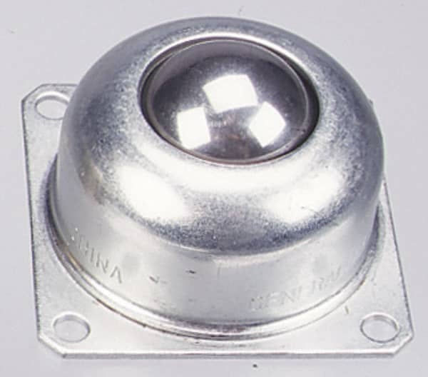 Value Collection - 1-1/2 Inch Diameter, Square, Stainless Steel Ball Transfer - 1.8125 Inch Mount Height, 250 Lb. Capacity - Exact Tooling