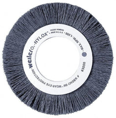 Weiler - 4" OD, 5/8" Arbor Hole, Nylon Wheel Brush - 5/8" Face Width, 1" Trim Length, 0.022" Filament Diam, 6,000 RPM - Exact Tooling