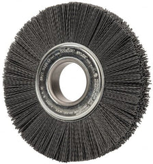 Weiler - 8" OD, 2" Arbor Hole, Crimped Nylon Wheel Brush - 1" Face Width, 2-1/4" Trim Length, 0.04" Filament Diam, 3,600 RPM - Exact Tooling