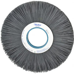 Weiler - 12" OD, 3-1/4" Arbor Hole, Crimped Nylon Wheel Brush - 1" Face Width, 3-5/16" Trim Length, 0.04" Filament Diam, 1,800 RPM - Exact Tooling