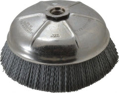 Weiler - 6" Diam, 5/8-11 Threaded Arbor Crimped Wire Nylon Cup Brush - Very Fine Grade, 0.035" Filament Diam, 6,600 Max RPM - Exact Tooling