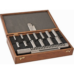 Dumont Minute Man - 17 Piece, 4 to 8mm Keyway Width, Style B-1 & C Keyway Broach Set - Bright Finish High Speed Steel Broach, Collared Bushing, 12 to 30mm Bushing Diam - Exact Tooling