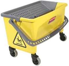 Rubbermaid - 40 Qt Plastic Bucket & Wringer - 14-1/2" Long x 16.1" High x 26.2" Wide, Yellow - Exact Tooling