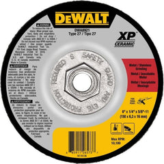 DeWALT - 24 Grit, 6" Wheel Diam, Type 27 Depressed Center Wheel - Coarse/Medium Grade, Ceramic, N Hardness, 10,100 Max RPM - Exact Tooling