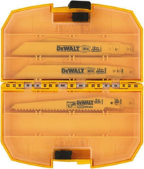 DeWALT - 15 Pieces, 6" Long x 0.04" Thickness, Bi-Metal Reciprocating Saw Blade Set - Straight Profile, 6 to 18 Teeth, Toothed Edge - Exact Tooling